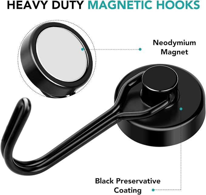 DIYMAG Magnetic Hooks,120LBS Heavy Duty 16 Pack 2026 Cruise Ship Essentials | Strong Magnets hook for Hanging Refrigerator Home Kitchen Office Grills Classroom