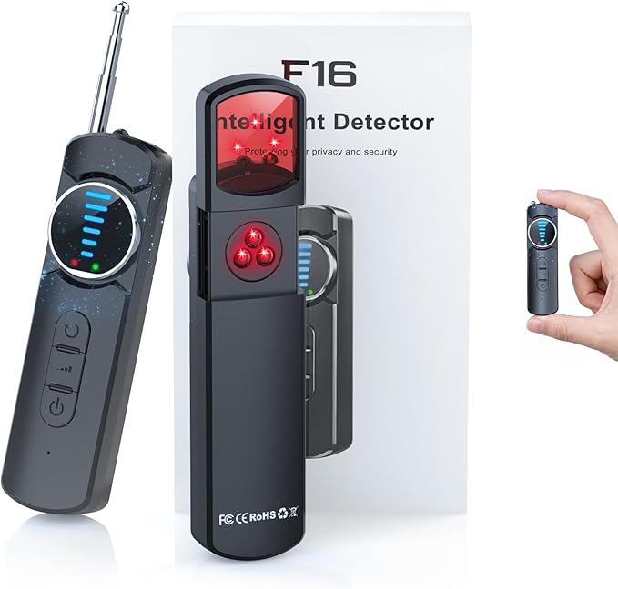 7-in-1 Hidden Camera Detectors, AI Chip Anti-Spy Camera Finder, GPS Tracker & Bug Detector, Portable RF Signal Scanner for Hotel, Dressing Room, Bathrooms, Cars & Travel Security (Black)