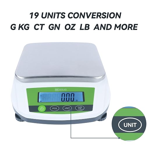 U.S. Solid Precision Balance, 5000g/11lb x 0.01g Digital Lab Scale, 5.6" x 7.6" Rectangular Pan, Piece Counting, 19 Weighing Units, 100-240V AC, Kitchen, Jewelry, Scientific Use