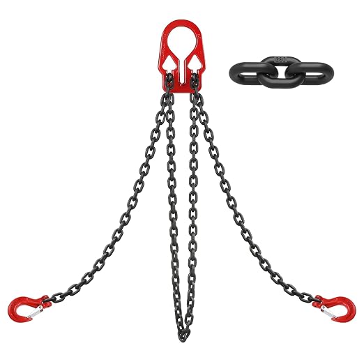 Heavy Duty Lifting Chain with Adjustable Hooks, 5/16" x 10 Ft, 7000 lbs WLL | Dual-Leg Chain Sling Design • Black Industrial Electroplating • Balanced Load Distribution • Secure Latch Hook Design
