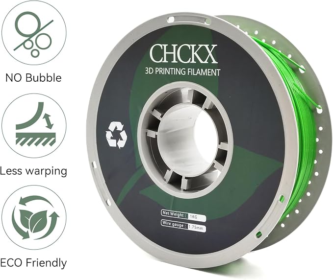 PETG 3D Printer Filament, Dimensional Accuracy +/- 0.03 mm, 1kg Spool(2.2lbs), 1.75 mm Fit for Most 3D Printers,Green