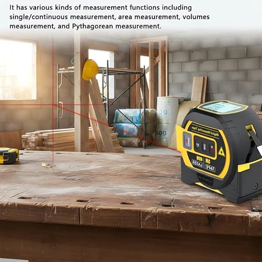Tape Measure 3-in-1 Tape Measure - Digital Measuring Tape with Data Storage Function Vertical Crosshair Rangefinder, LCD Display, 16Ft Tape,60M/197Ft Rangefinder,Yellow/Blue:60M.