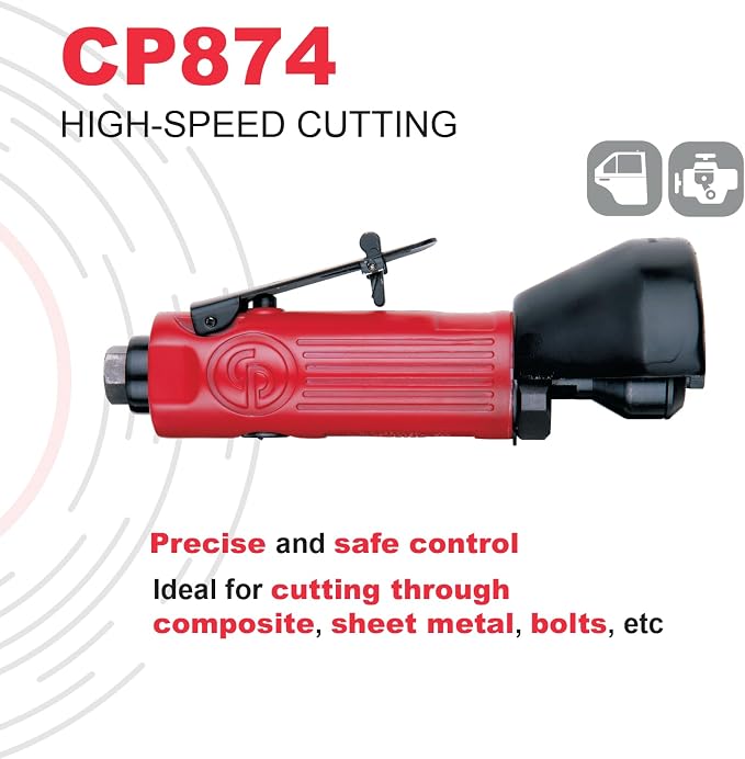 Chicago Pneumatic CP874 - Air Cut Off Tool, Automotive Body Shop & Home Improvement Projects, Pipe, Fiberglass, Woodworking, Construction, Demolition, 3 Inch (75 MM), 0.5 HP / 370 W - 22,000 RPM