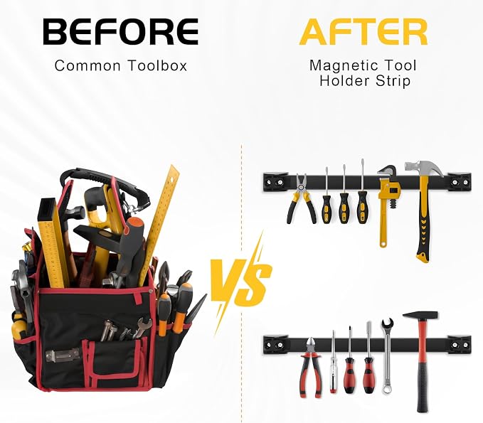 DGSL Magnetic Tool Holder Strip 5 Pack, 16 In Heavy Duty Tool Organizer Magnetic Strip, Tool Magnet Bar For Garage Tool Organization