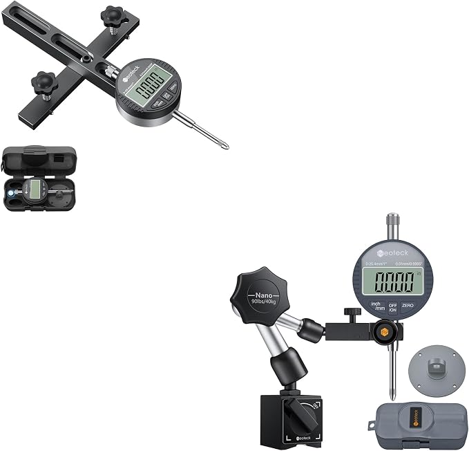 Neoteck 1'' Digital Indicator Table Saw Gauge+1" Digital Indicator Set