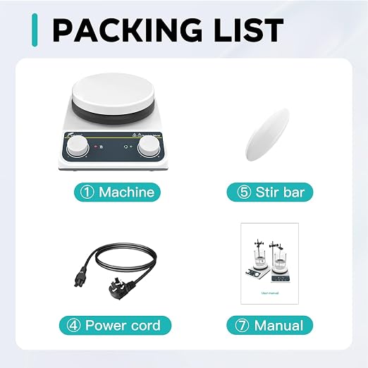 LAB FISH HS5E Magnetic Stirrer Hot Plate, 260℃/500℉ | 5 inch stir plate, 3L capacity, knob speed control, for lab heating & mixing