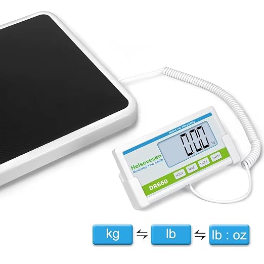 Helsevesen Professional Medical Bariatric Scale, Digital Bathroom Scales, Low-Profile Heavy Duty Bariatric Scale with Anti-Slip Rubber Mat (DR660W)