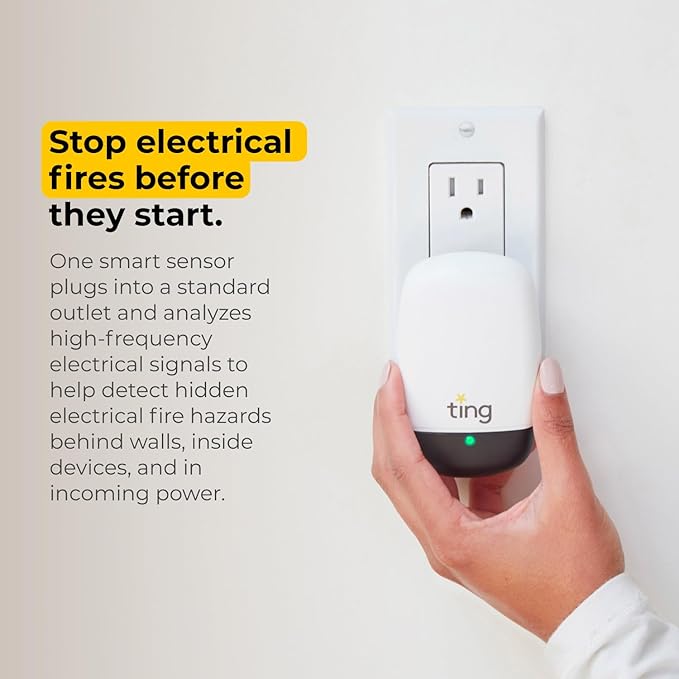 Ting Fire Electrical Fire Prevention Sensor & Service - Residential Use Only - 12 Months of Required Service Included - Home Fire Safety
