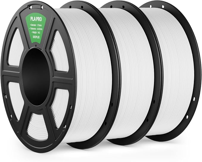 PLA PRO Filament 1.75mm, Stronger Toughness 3D Printer Filament, PLA Filament Dimensional Accuracy +/- 0.02 mm, Neatly Wound, Fits Most FDM 3D Printer, 3 Pack White