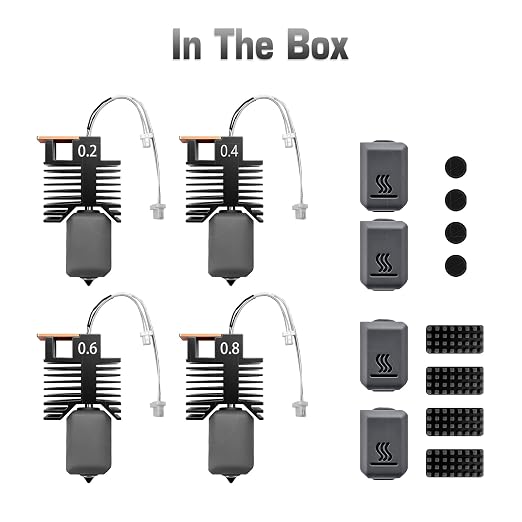 0.2/0.4/0.6/0.8mm for Snapmaker U1 Hotend Full Assembled Hotend Plug&Play Hardened Steel u1 Nozzle Ceramic Heating Block Rapid Heating for Snap Maker Hot End Extruder Kit 4 PK Full Size U1 Accessories