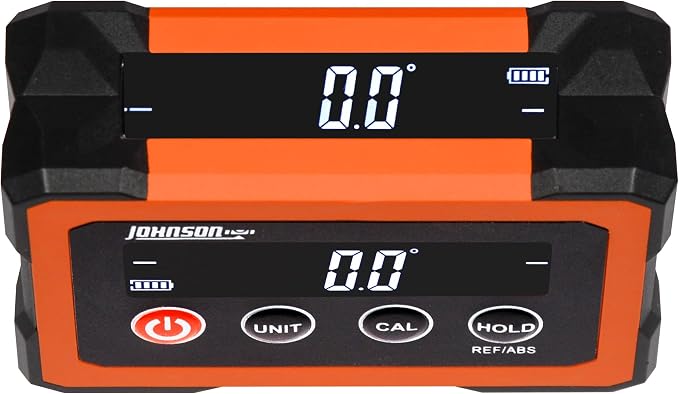 Johnson Level & Tool Dual-Screen Magnetic Digital Angle Gauge & Level – Rechargeable Digital Angle Finder with ±0.1° Accuracy, Auto-Rotating Displays & Rare-Earth Magnets for Table Saw Setup