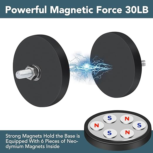 DIYMAG Magnet 6PCS 1/4inch Screw Hole Strong Rubber Coated Magnets Magnetic License Plate Holder Mounting Heavy Duty Rare Earth Round Base Flat Bar Camera Vehicle Threaded Studs Bolts Rock Light | Strong Rare Earth Magnets with Flat Base, for Mounting ...