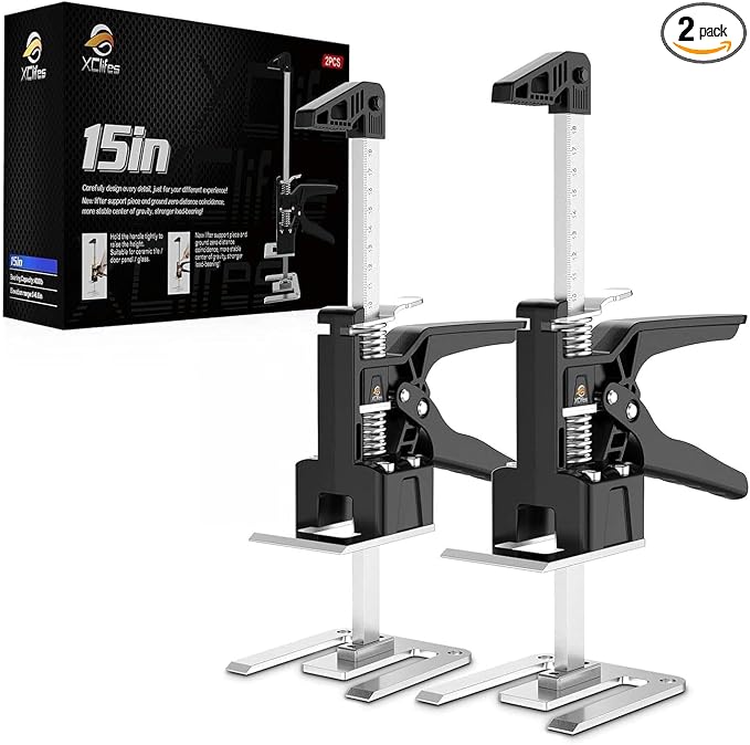 XClifes Labor Saving Arm Jack Handle 2 Pack, Construction Jack, Wall Tile Locator, Multi Function Height Adjustment Lifting Device, Door Panel Lifting Cabinet, Raised 9.8 in, Pair Dynamic Load 420 LB