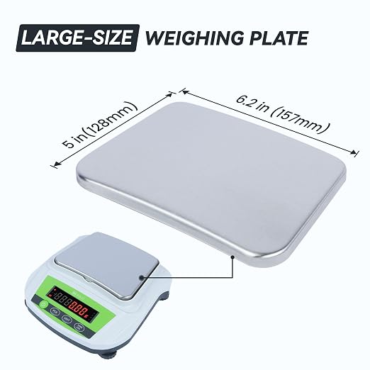 U.S. Solid Precision Balance, 3000g/6.6lb x 0.01g Digital Lab Scale, 6.2" x 5" Rectangular Pan, Piece Counting, g/ct/oz/lb, 100-240V AC & 4xDC 1.5V Battery, Kitchen, Jewelry, Scientific Use