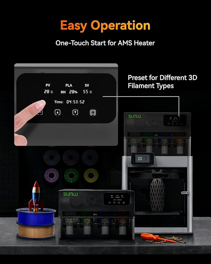 SUNLU AMS Heater, Compatible with Bambu Lab AMS Gen 1,(Black) | Drying While Printing Filament Dryer, 70°C Efficient Heating, Simple Installation, Smart Humidity Control