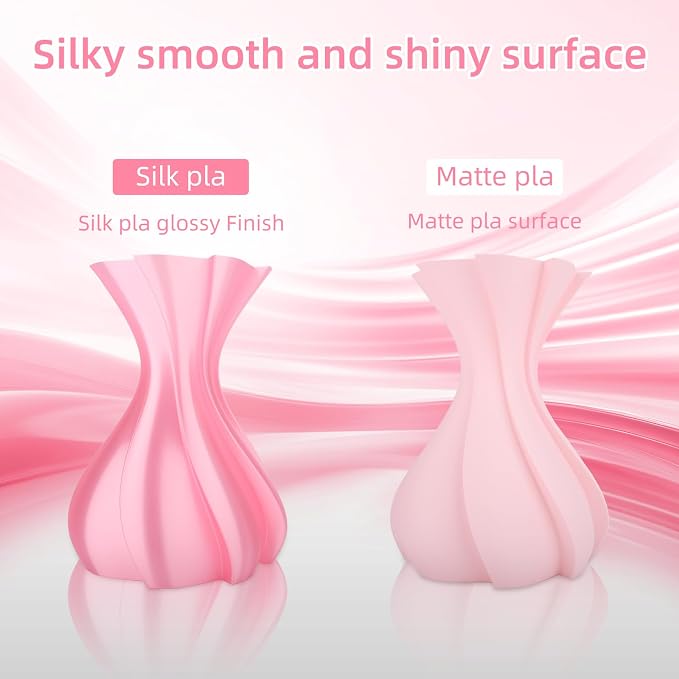 3DHoJor Silk PLA Filament 1.75mm, PLA Filament 1.75mm Silk Shiny 3D Printer Filament, 1kg Cardboard Spool (2.2lbs), Dimensional Accuracy +/- 0.03 mm, Fit Most FDM Printer（Pink）