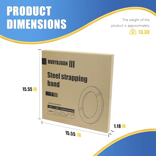 5/8" x .020" x 300' Black Steel Strapping Coil with Portable Dispensed Box Painted and Waxed Metal Band for Pallet Banding(1500 lbs Break Strength)