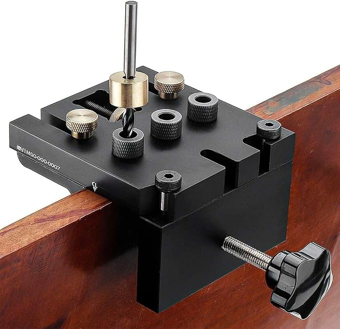 3-in-1 High Precision Jig Dowel Cam Jig Kit Wood Hole Drilling Guide,with Positioning Clip Adjustable Drilling Guide Puncher Locator Carpentry Tools for DIY Wood working Furniture Repair
