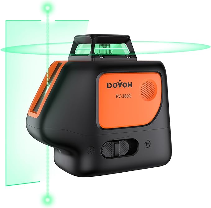 DOVOH Plumb Dot Laser Level 360 Self Leveling, PV-360G | High Accuracy, Rechargeable, Green Beam, Essential Edition, For Alignment, Layout, Framing, HVAC, Plumbing