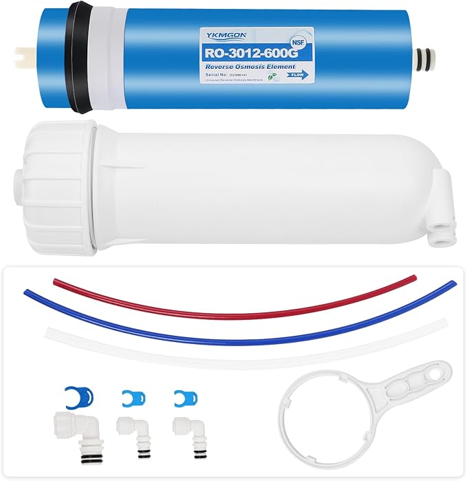600GPD Reverse Osmosis Membrane Kit with RO Membrane Housing,Wrench,Quick-Connect Fittings,Check Valve and Water Pipe Replacement for Under Sink Home Drinking RO Water Filter System