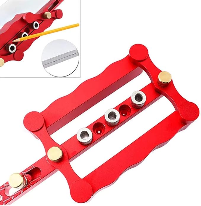 Joywayus Self Centering Dowelling Jig, Imperial Standard 1/4"5/16"3/8" Dowels Jig Accessories, Wood Dowel Hole Drilling Guide Woodworking Tools Positioner Locator Update Wavy
