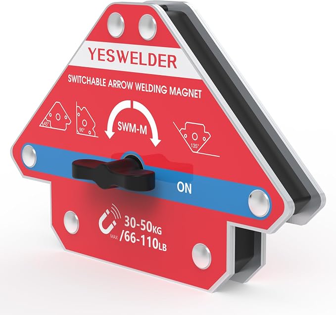 YESWELDER 25 LB Welding Magnet-4 Pieces of Magnetic Welding Holder 25 LBS Holding Power & Switchable Arrow Welding Magnet 66-110LBs On/Off Switch Arrow Magnetic Welding Holder