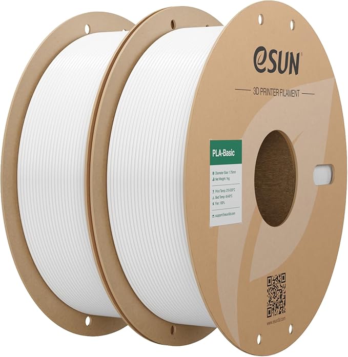 eSUN PLA Basic Filament 1.75mm, 1KG Spool (2.2 LBS) High Speed Printing 3D Printer PLA Filament, Designed for Fast Printing, Cold White 2Pack
