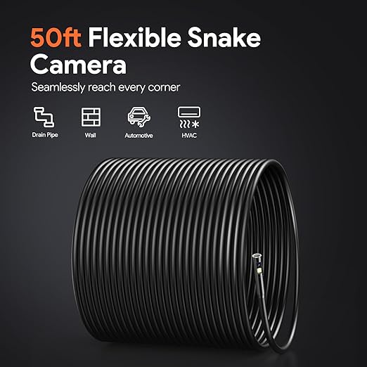 DEPSTECH DS620 50ft Triple Lens Sewer Camera and Fish Tape Bundle