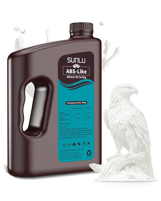 SUNLU 3000G ABS-Like 3D Printer Resin, 405nm UV Curing Photopolymer Rapid 3D Resin for 2K 4K 6K 8K LCD/DLP/SLA 3D Printers, Non-Brittle & High Precision & Low Shrinkage, White 3KG