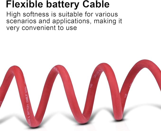 1/0 Gauge Battery Cable, 15FT Red + 15FT Black 1/0 AWG Pure Copper Wire Welding Cable, for Automotive, Battery, Solar and Generator, Standard USA OFC Wire