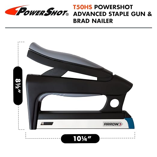 Arrow T50HS PowerShot Advanced Professional Heavy Duty 2-In-1 Staple and Nail Gun for Wood, Upholstery, Furniture, Crafts, Fits All T50 Staples and 5/8” Brad Nails