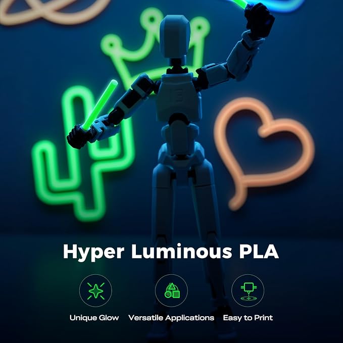 Creality Hyper Luminous PLA RFID Filament 1.75mm 1KG, Glow in the Dark Filament for 3D Printers, Bright Long-Lasting Glow, High-Speed Printing 30–600mm/s, Ideal for Creative Projects (Green)