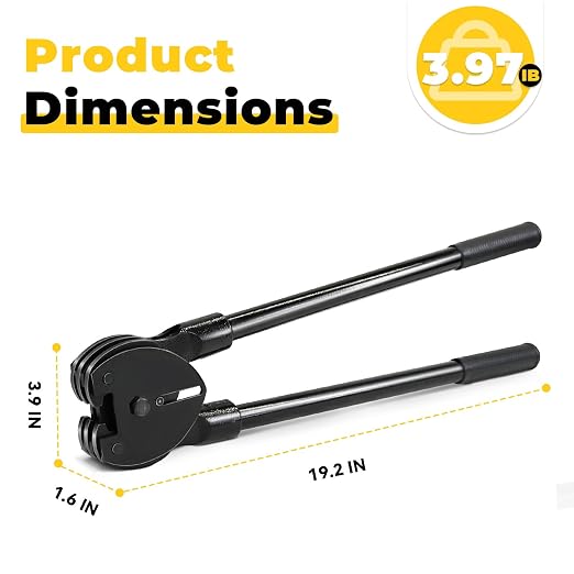 Strapping Sealer/Crimper for 3/4" Steel Strapping Band Manual Banding Tool with 19" Extended Handle