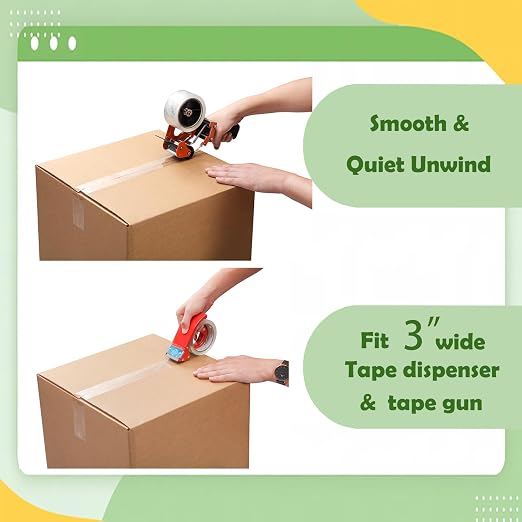 Strong Adhesive Packaging Tape(24 Rolls) for Shipping, Moving and Storage. Clear Packing Tape, Water Base, Crystal Clear, Low Odor, 1.88" Wide, 60 Yards Per Roll, Total 1440 Yards