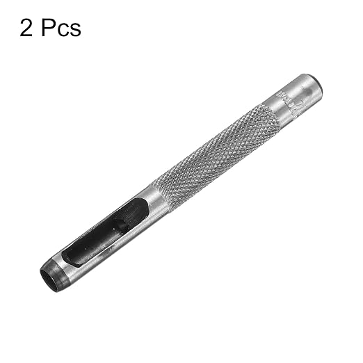 HARFINGTON 2pcs Leather Round Hole Punch, 6mm Hollow Hole Puncher Cutter Carbon Steel Circle Hole Punching Cutting Tool for Belt/DIY Leather Craft