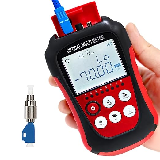 Fiber Optic Cable Tester Portable Optical Fiber Power Meter FC/SC/ST Universal Interface Integrated OPM, VFL, and RJ45 Functions (OPM-VFL-4)