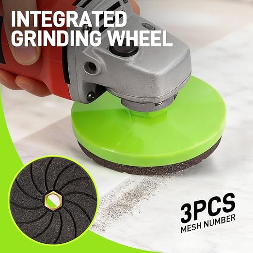 LOZLIN Diamond Polishing Pads, 3 Pack 4 Inch, for Tile, Marble and Granite, Chamfering, Edge Shaping, 50/100/200 Grit, Angle Grinder