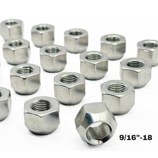 MIGHTY FASTENERS 304 Stainless Steel Open Cone Wheel Nuts, 9/16"-18 Thread, Ideal for Trailers and RVs, Corrosion Resistant, 20-Pack