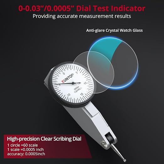 XUNTOP Precision Machining & Assembly Kit: 0.03" Dial Test Indicator with 90lbs Magnetic Base & 50PCS Thread Checker Set, 27SAE/23Metric Gauges, for CNC, Lathe, Auto Repair, DIY Workshop