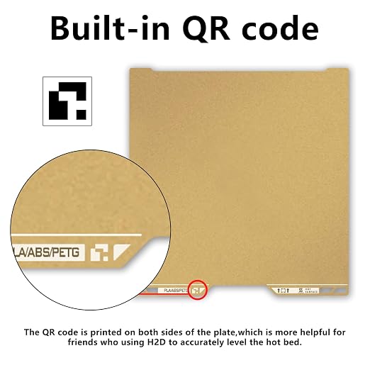 Same as OEM for Bambu H2D/H2S Textured PEI Plate with QR Code, 355x346mm Double Sided Flexible Spring Steel Magnetic Platform Print Bed PEI Sheet for Bambu Lab H2D/H2S 3D Printer(Gold)