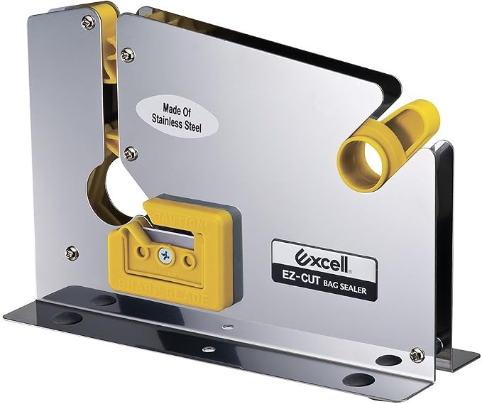 ICO by Excell Tape Bag Sealer, Bag Taper with Integrated Trimmer & Stabilizer, Heavy Duty for Meat Packaging, Bakeries & Cold Storage, 0.5" Wide with 3" Core