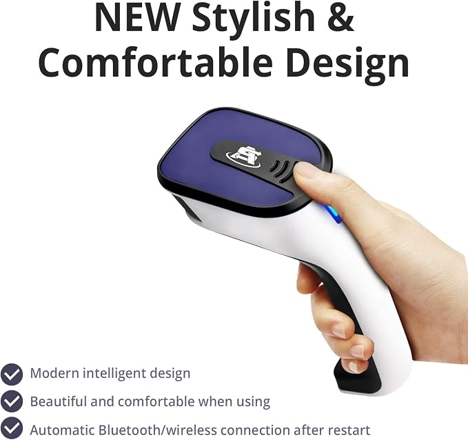 ScanAvenger Wireless Portable 1D with Stand Bluetooth Barcode Scanner: Hand Scanner 3-in-1, Cordless, Rechargeable Scan Gun for Inventory (1D&2D with No Next Gen Stand for QR Codes and PDF417)