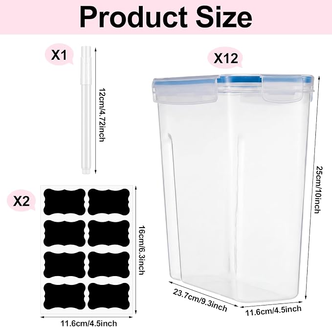 Blushtier 12 Pcs Large Filament Storage Box with Lids 3D Printer Dryer Box Portable Storage with Label for 3D Printing Filaments Sealing and Protection 9.76 * 9.64 * 4.5inch (Blue)