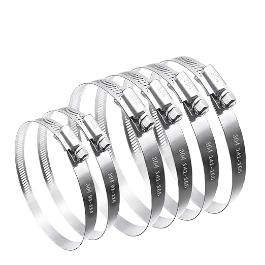 6PCS Adjustable Stainless Steel Duct Clamps - 6 Inch & 4 Inch Pipe Clamps for Air Ducting (3.58"-4.48"/91-114mm & 5.55"-6.5"/141-165mm)