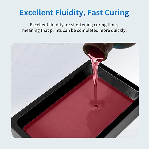 ANYCUBIC 3D Printer Resin, 405nm SLA UV-Curing Resin with High Precision and Quick Curing & Excellent Fluidity for LCD 3D Printing (Clear Red, 1kg)