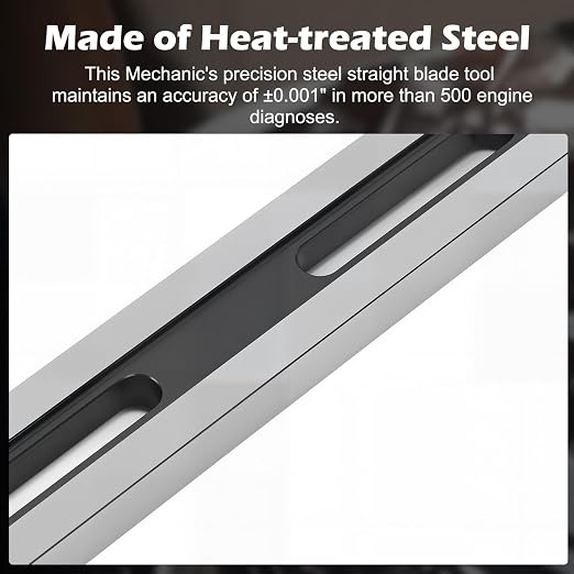 24 Inch Machinist Straight Edge Tool, Precision Steel Cylinder Head Straight Edge with Feeler Gauges for Engine Block Flywheel & Transmission Inspection