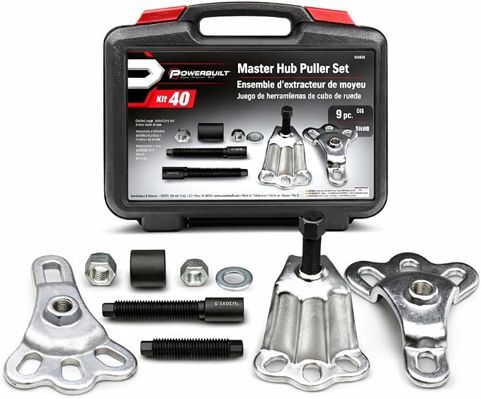 Powerbuilt Master Hub Puller Tool Set, Remove and Install Car Wheel Hubs and Axels, Ford and Mercury, Front-Wheel or Rear-Wheel Vehicles - 648608