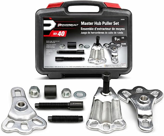 Powerbuilt Master Hub Puller Tool Set, Remove and Install Car Wheel Hubs and Axels, Ford and Mercury, Front-Wheel or Rear-Wheel Vehicles - 648608