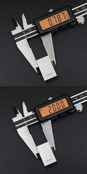 Accusize Industrial Tools Digital Caliper, 12 in/300 mm, 1110-1838 | 300 mm/12 in Range, 0.01 mm/0.0005 in Resolution, ±0.03 mm Accuracy, Metric/Inch, Yellow LCD