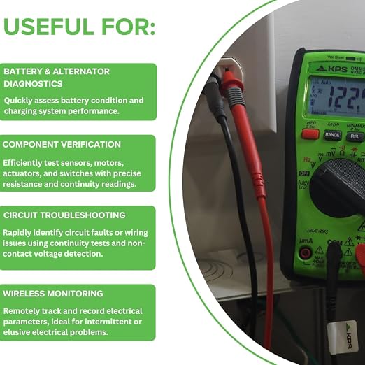 KPS DMM3500BT TRMS Multimeter – 1000V with Bluetooth, NCV, and Backlit Display | Ideal for Professional Electricians & HVAC Technicians